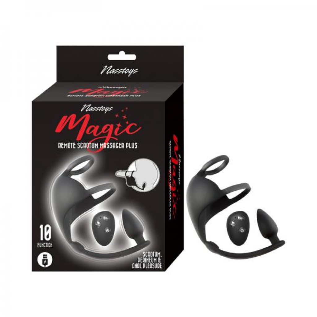 Magic Remote Scrotum Massager Plug - Black