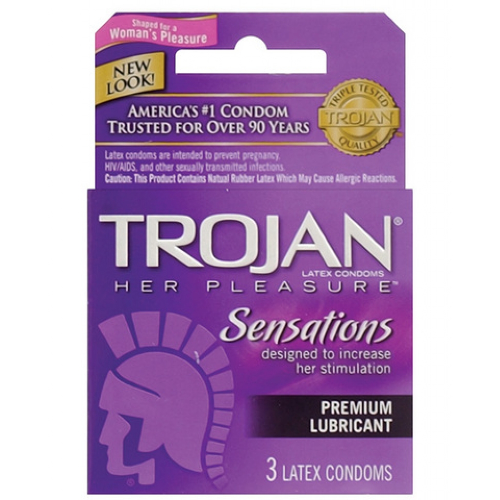 Trojan Her Pleasure 3-Pack Ribbed Condoms - Clear