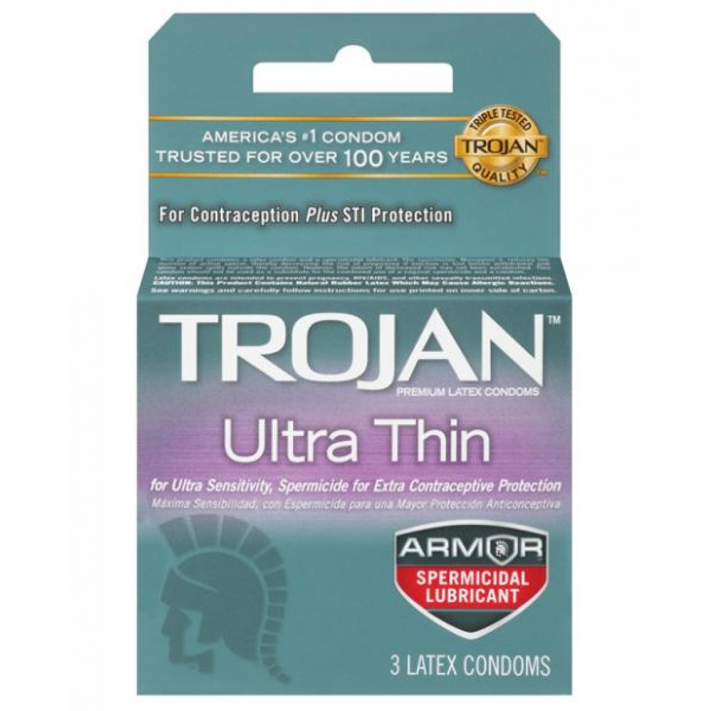 Trojan Ultra Thin Armor Spermicidal Condoms 3 Pack