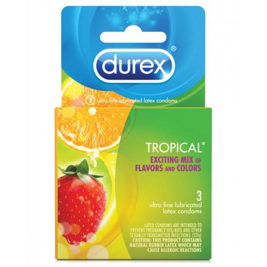 Durex Tropical 3 Pack Latex Condoms - Assorted