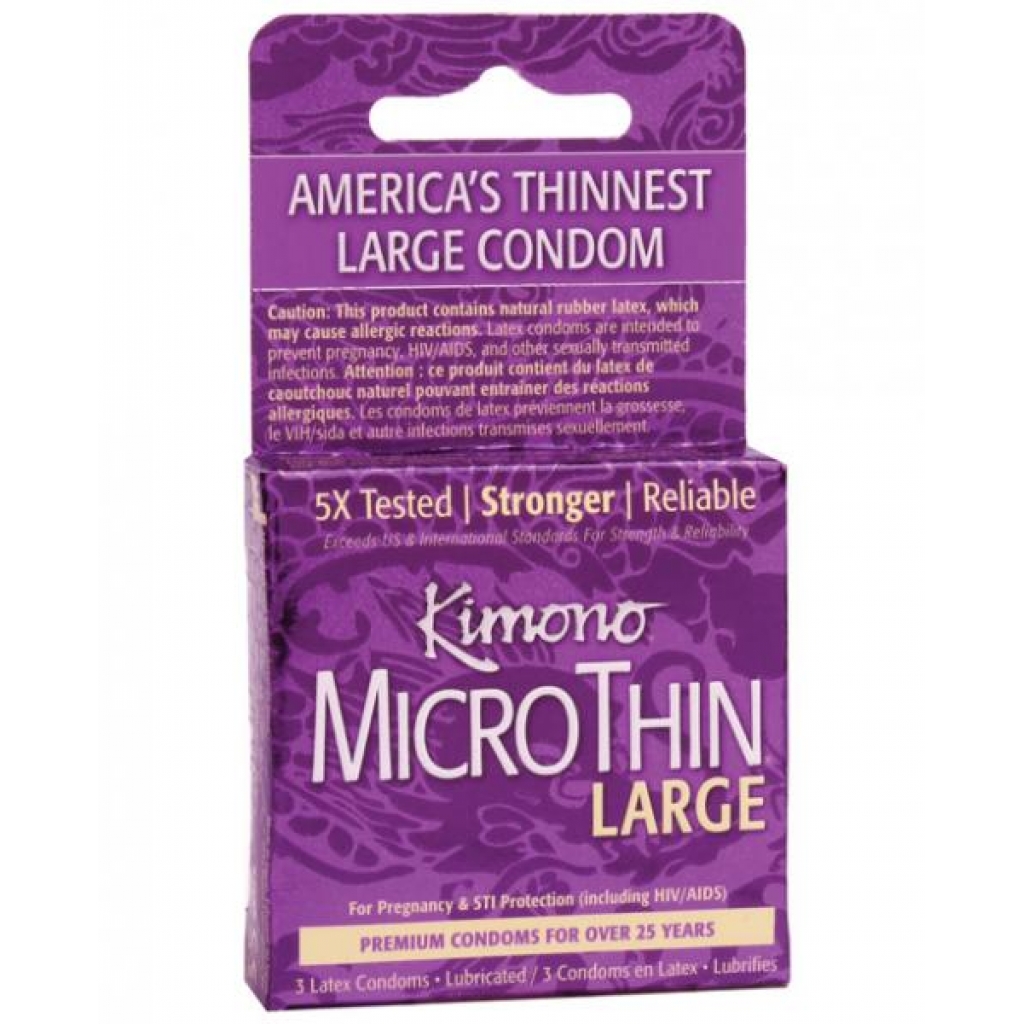 Kimono Micro Thin Large Condom Box of 3 - Clear