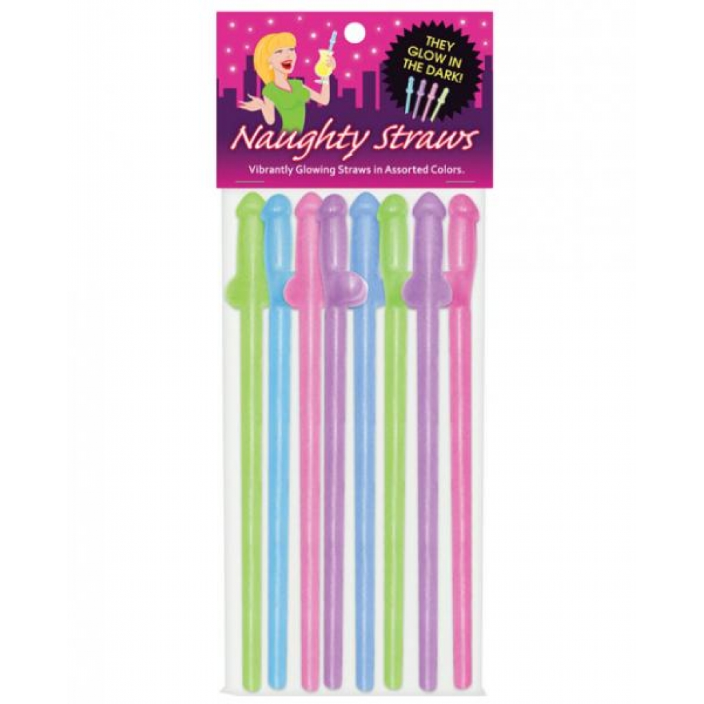 Glow In The Dark Penis Straws - Purple