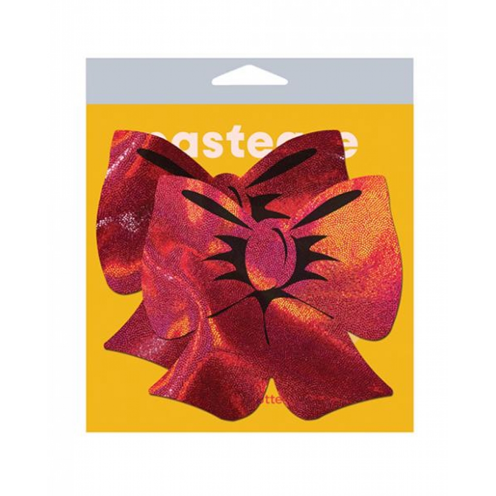 Pastease Coverage Holographic Bow - Red O/S