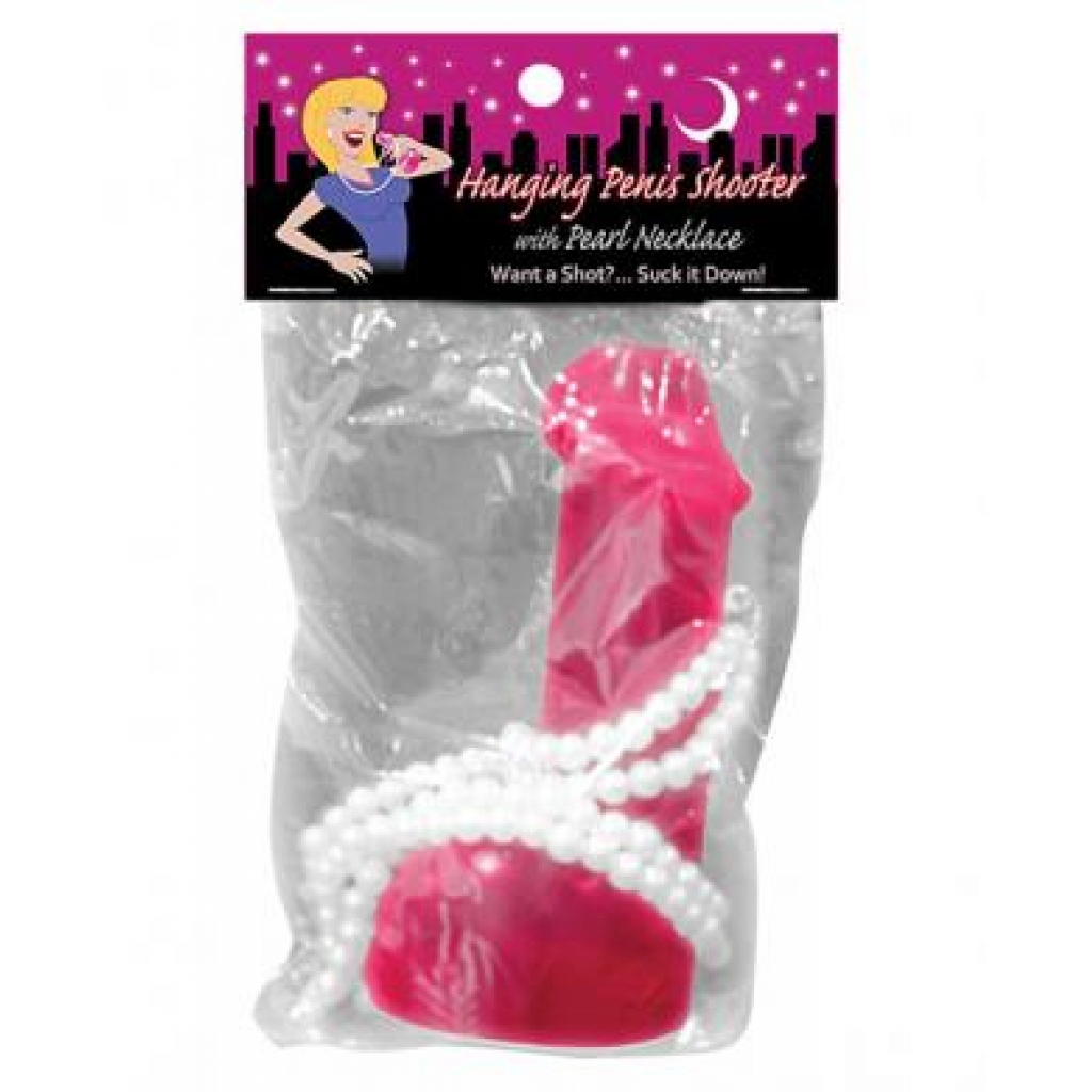 Hanging Penis Shooter with Pearl Necklace - Pink