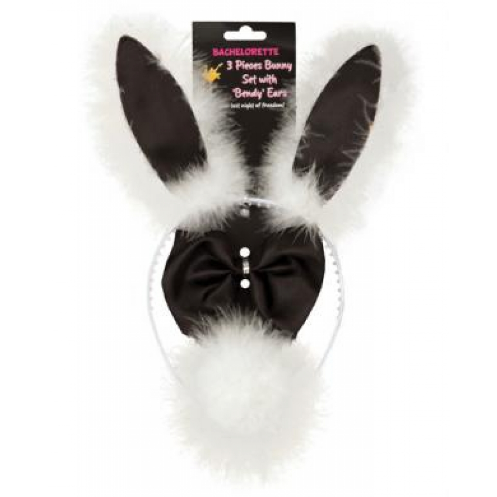 Bachelorette 3pc Bunny Set with Bendy Ears - White