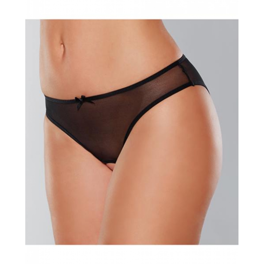 Adore Wild Nite Mesh Open Back Panty - Black