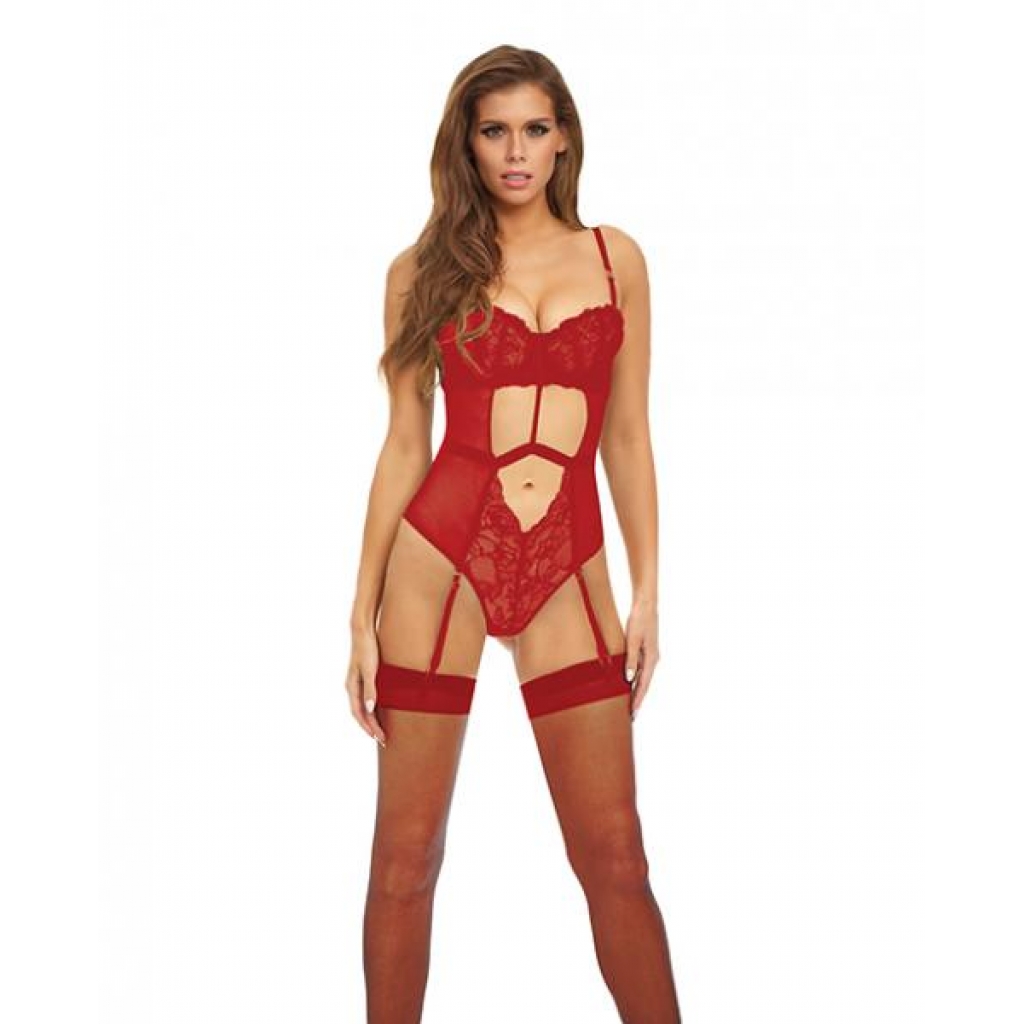 Bombshell Boudoir Strap Overlay Teddy - Red