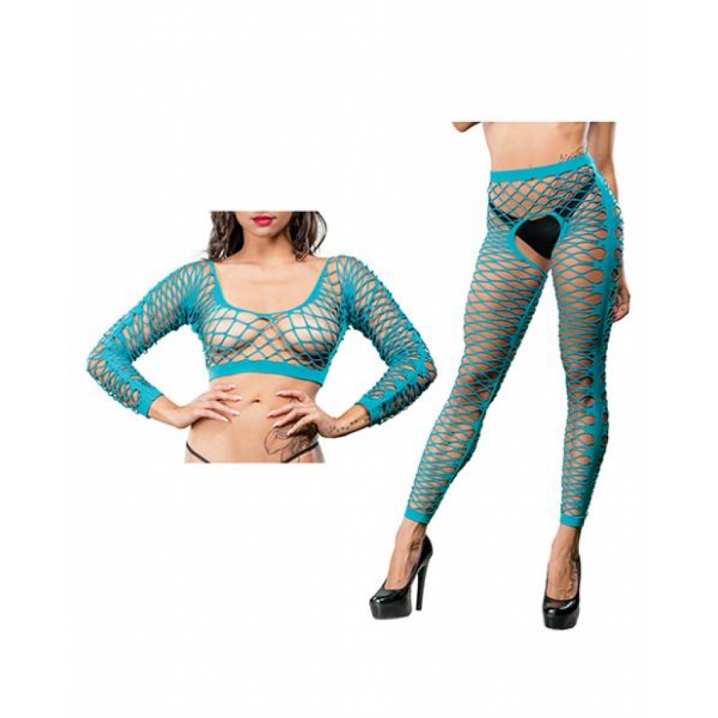 Beverly Hills Naughty Girl Crotchless Leggings - Turquoise