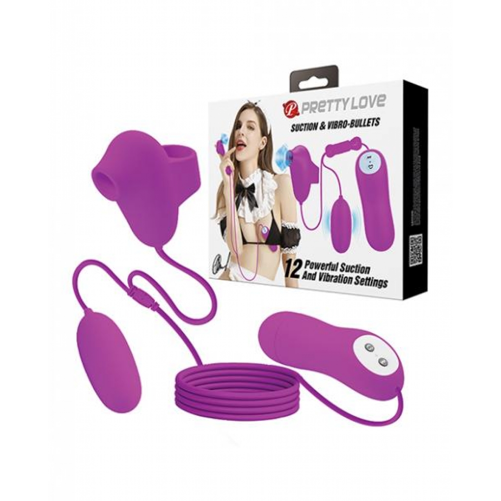 Pretty Love Suction & Vibro Bullets - Fuchsia Pink