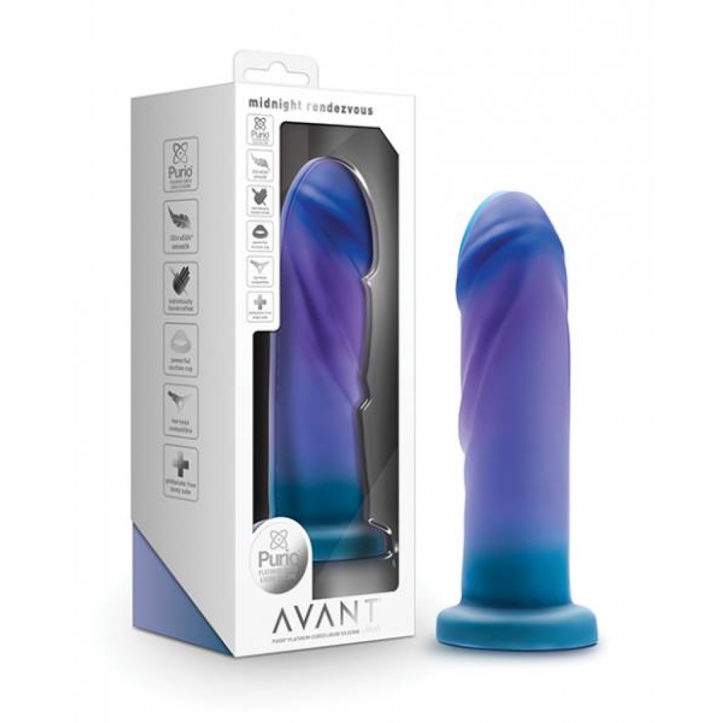 Blush Avant Midnight Rendezvous Silicone Dildo - Ocean Blue Purple