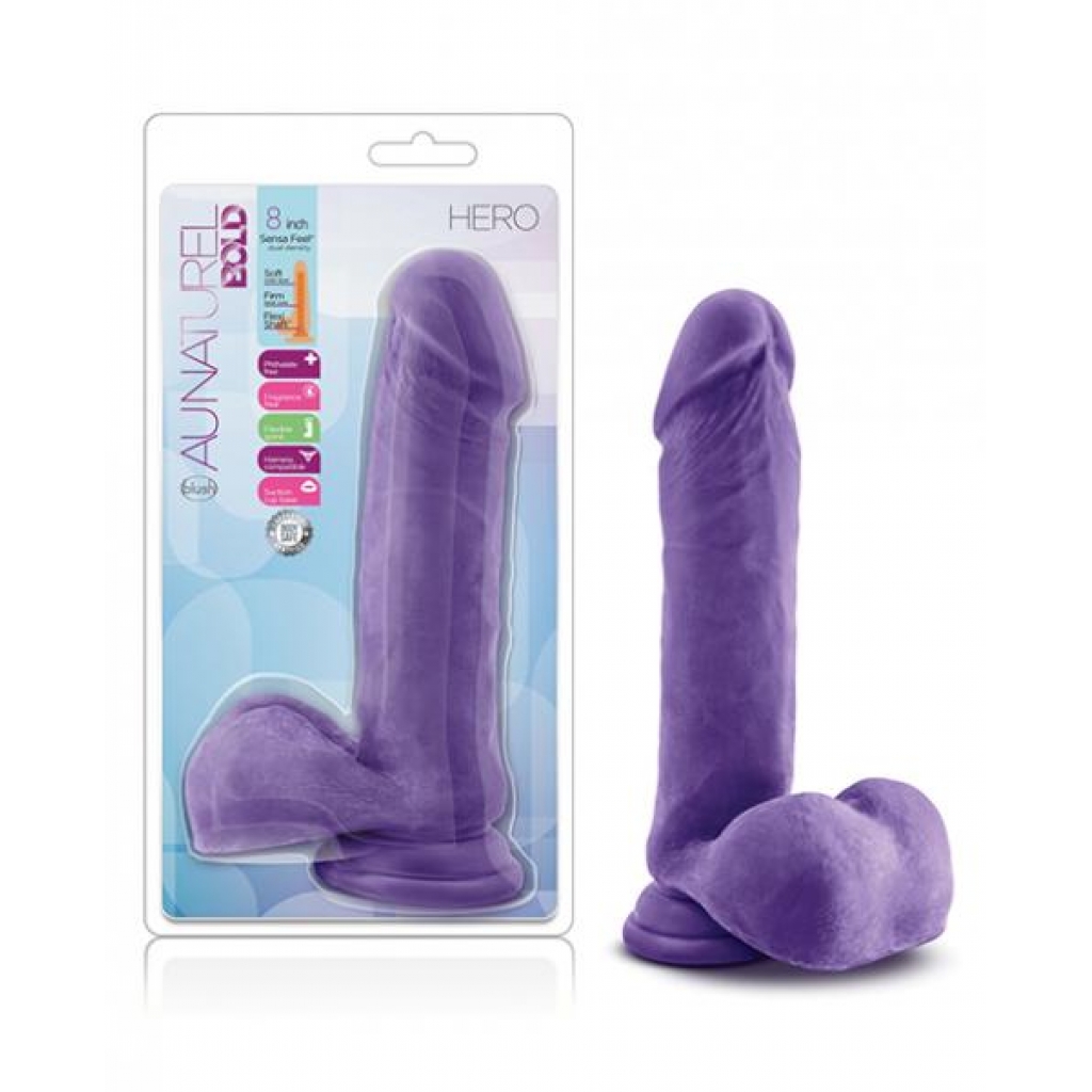 Blush Au Natural Bold Hero 8-Inch Dildo - Purple