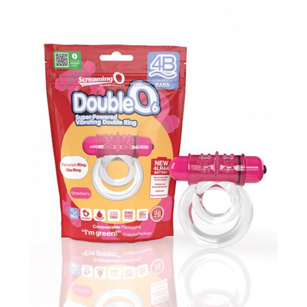 Screaming O 4B Double O Vibrating Ring - Strawberry Red