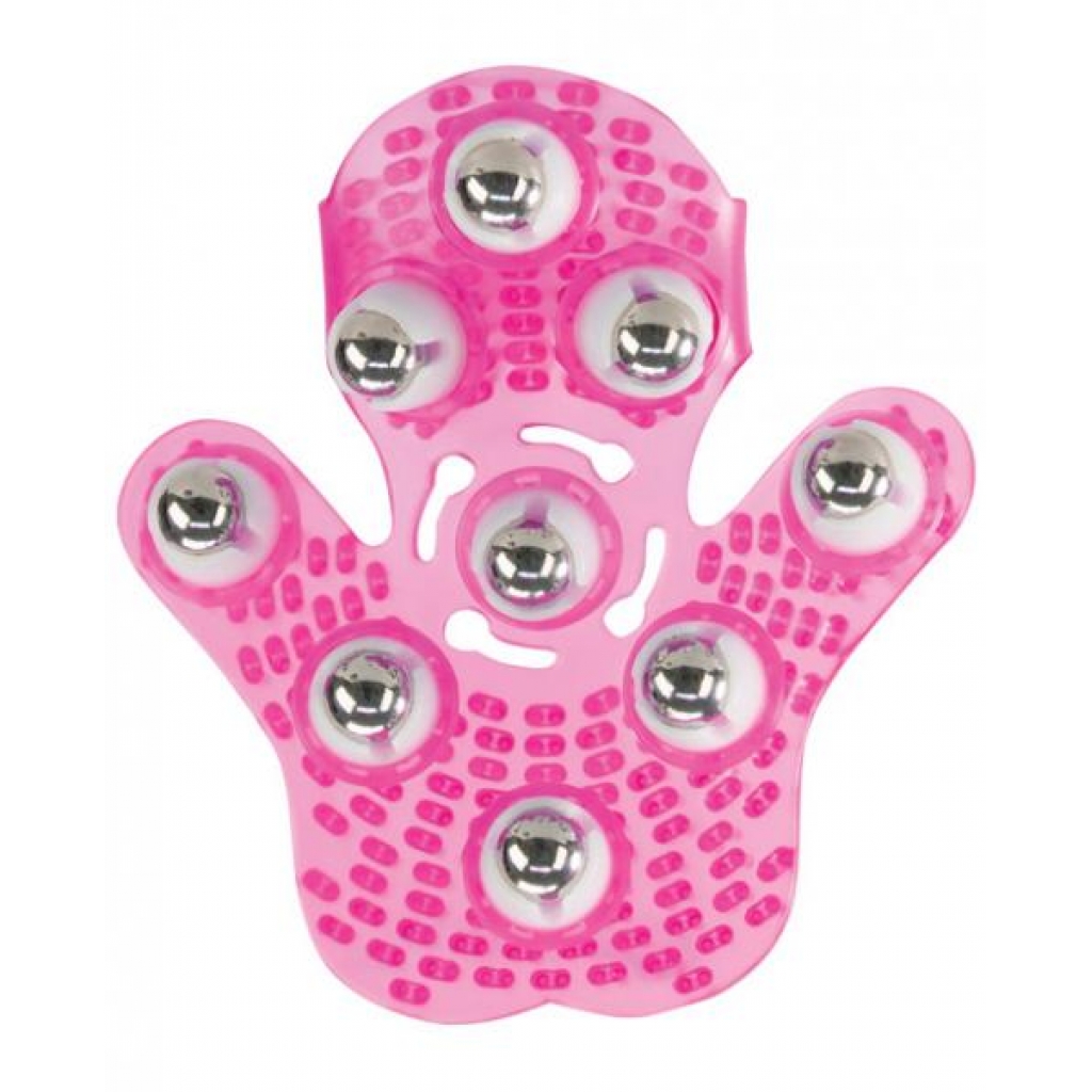 Pink Roller Balls Massage Glove for Ultimate Relaxation