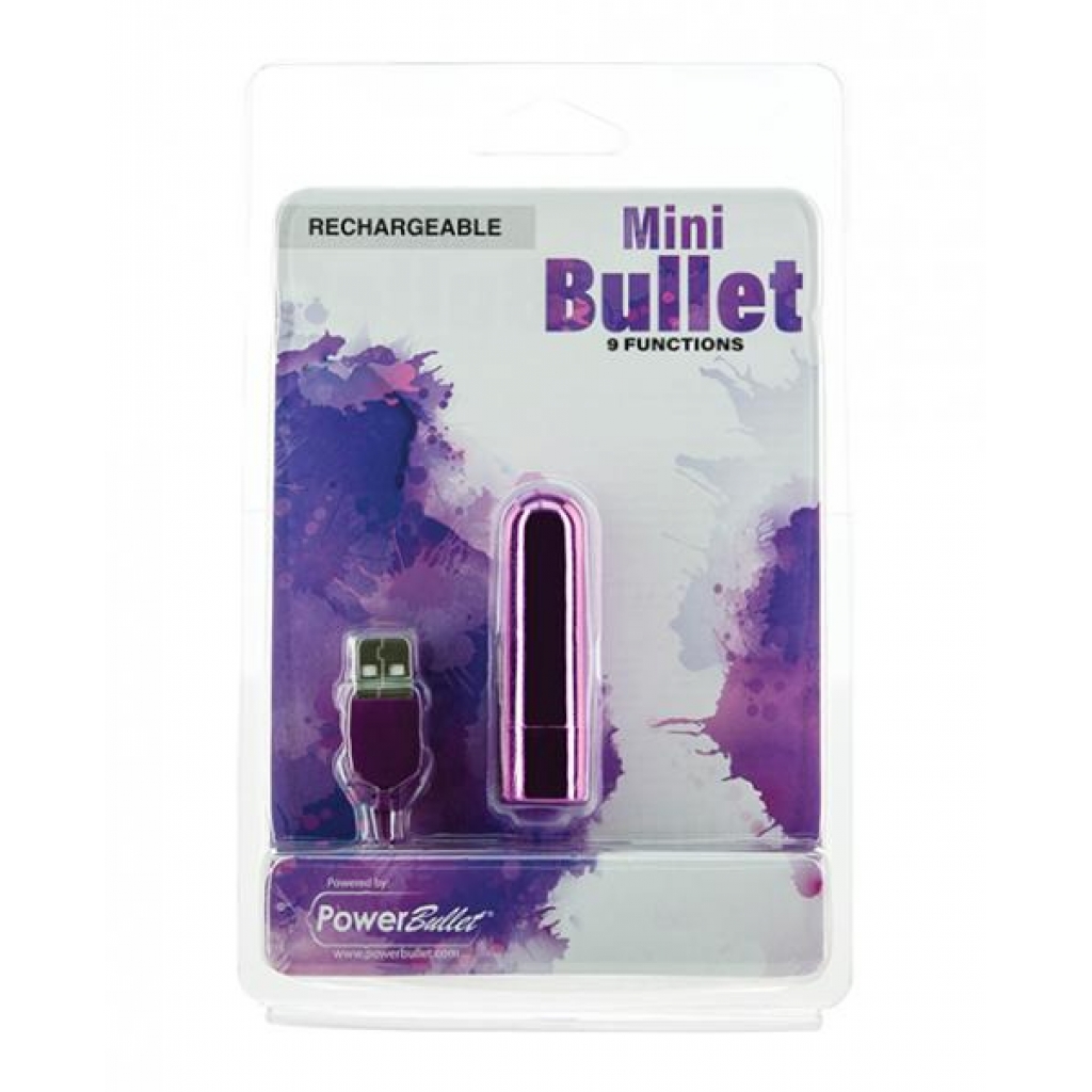 Mini Bullet Rechargeable Vibrator - 9 Functions Purple