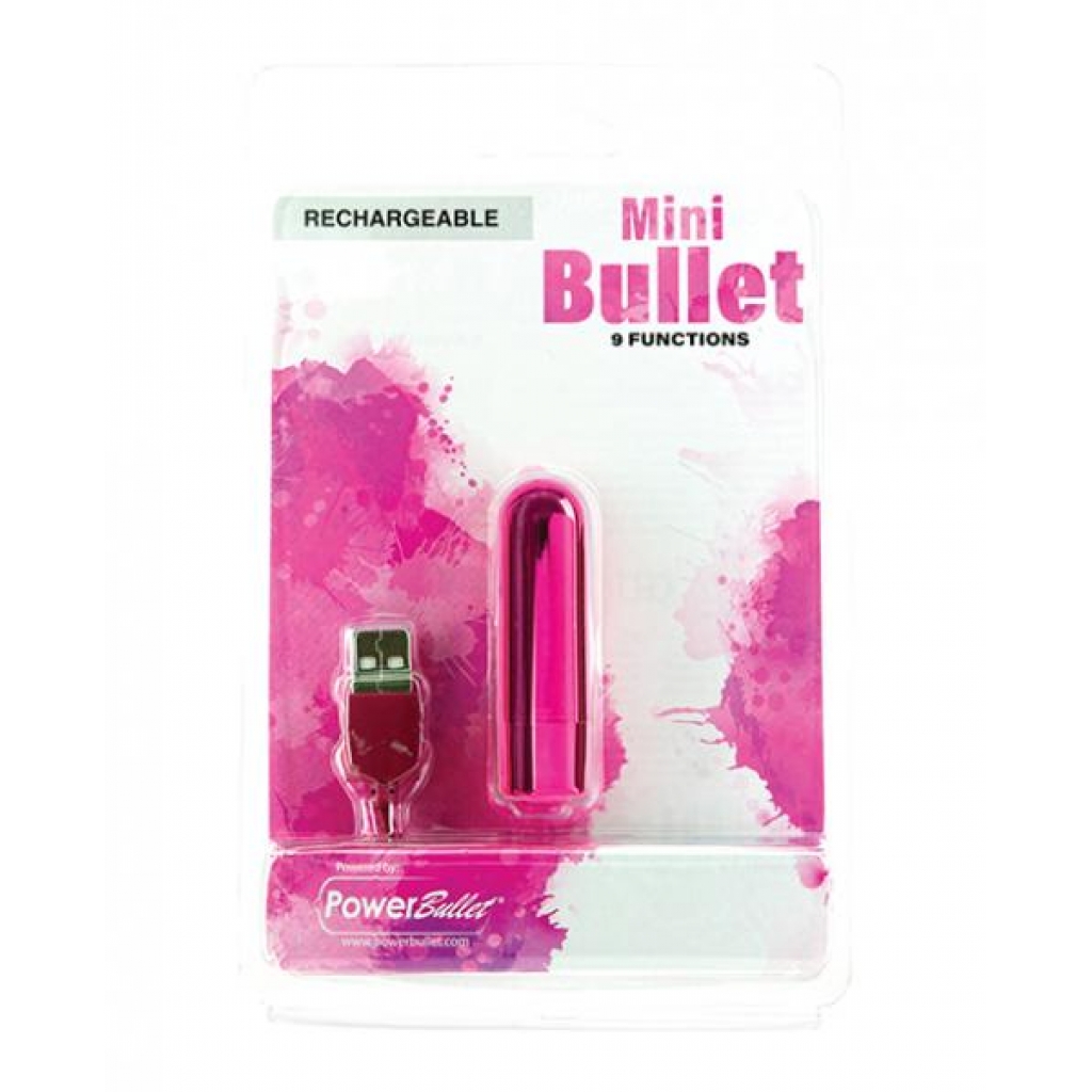 Mini Bullet Rechargeable Vibrator - 9 Functions Pink