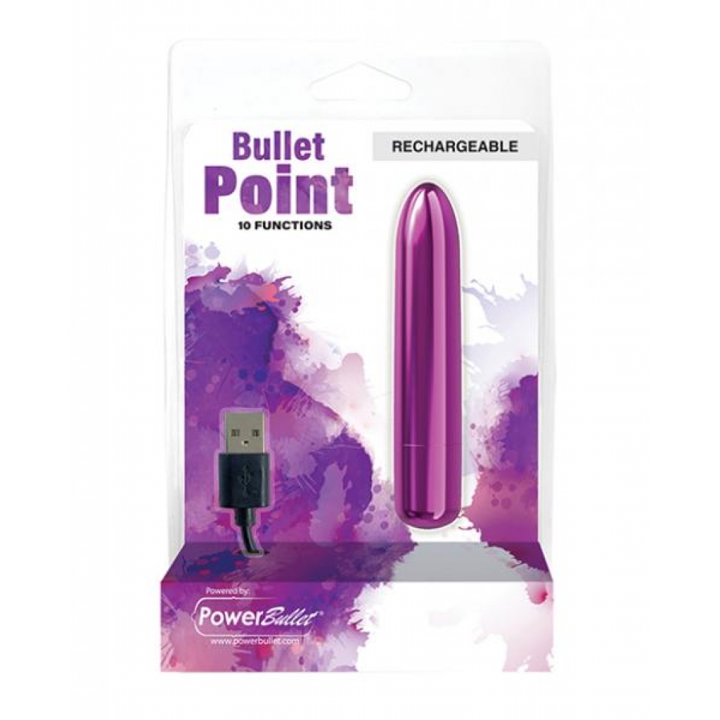 Rechargeable Pinpoint Bullet with 10 Functions - Purple