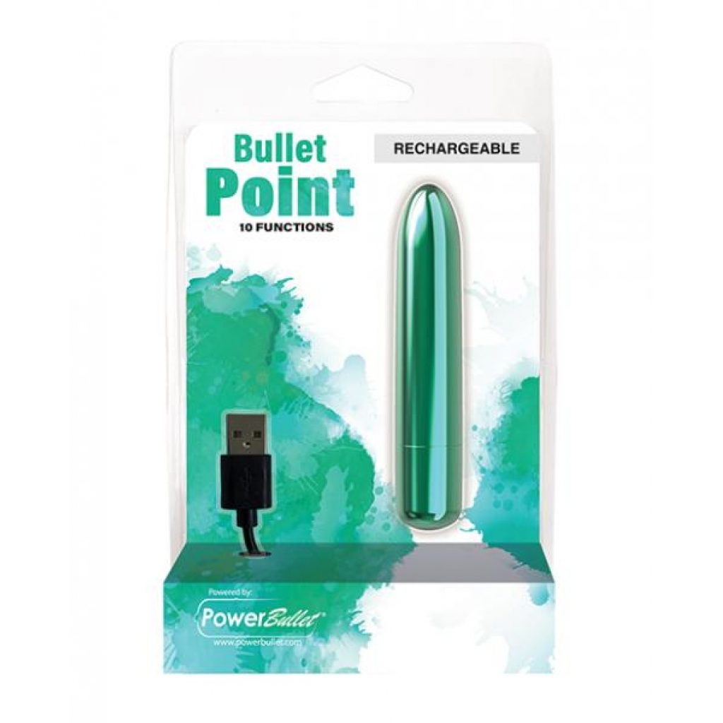 Bullet Point Rechargeable Vibrator - 10 Functions Teal