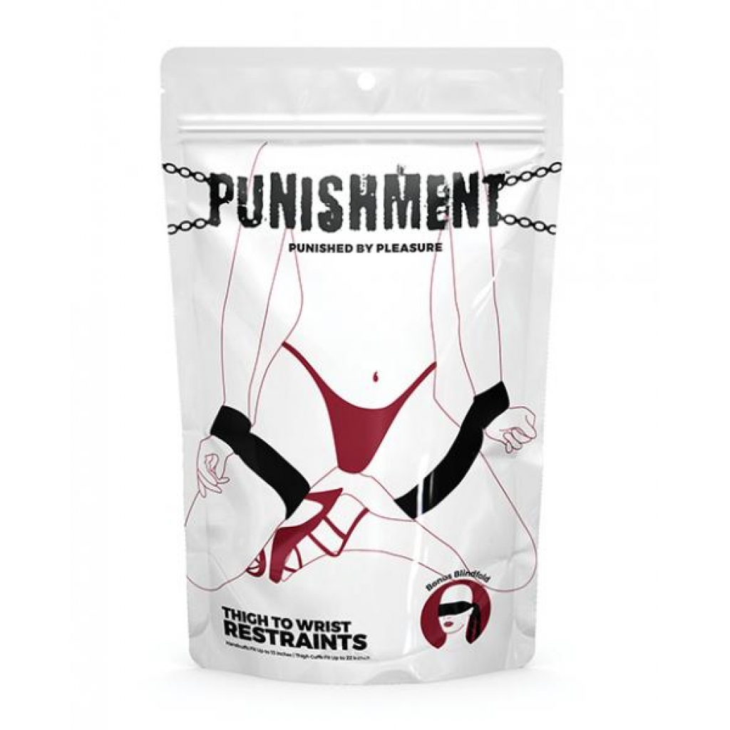 Punishment Thigh to Wrist Restraints - Black