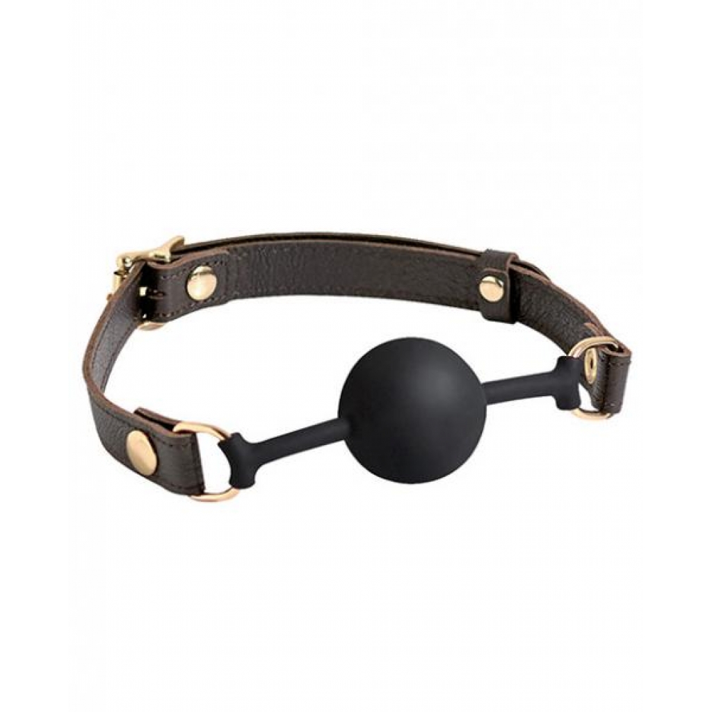 Spartacus Silicone Ball Gag with Brown Leather Strap