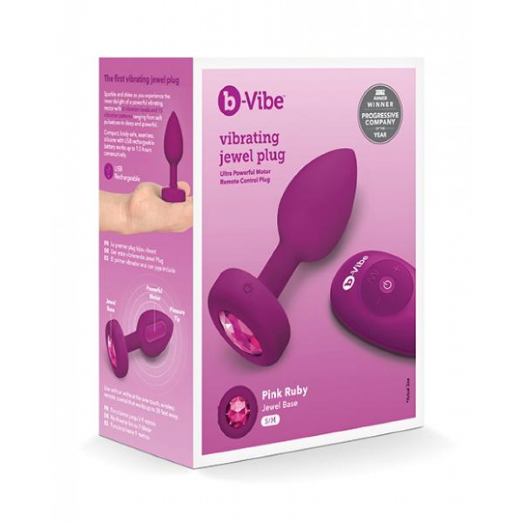 B-vibe Remote Control Vibrating Jewel Plug - Fuchsia Pink