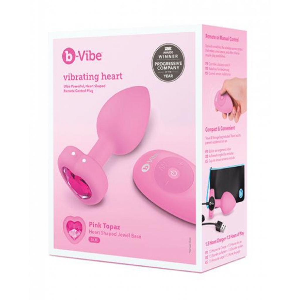 B-vibe Vibrating Heart Plug S/M - Pink