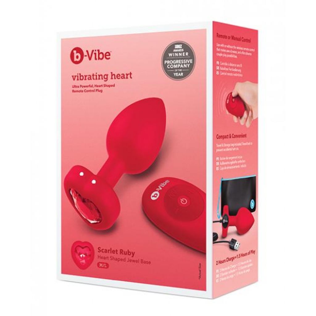 B-vibe Vibrating Heart Plug M/L - Red