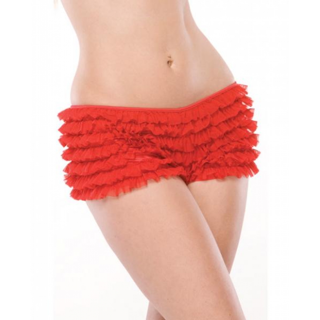 Ruffle Shorts with Back Bow Detail - Red OS/XL