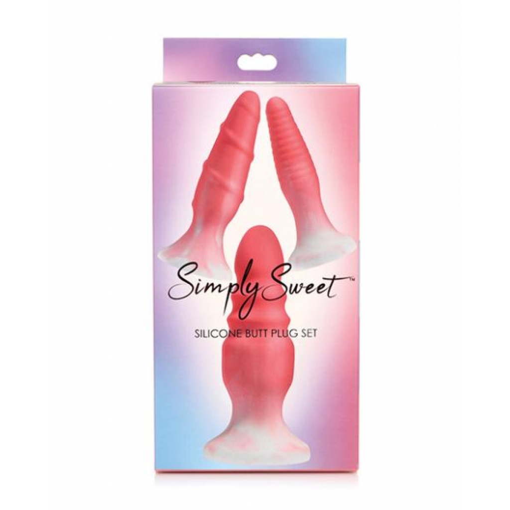 Curve Toys Simply Sweet Silicone Butt Plug Set - Pink