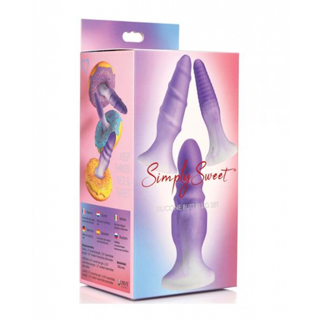 Curve Toys Simply Sweet Silicone Butt Plug Set - Purple