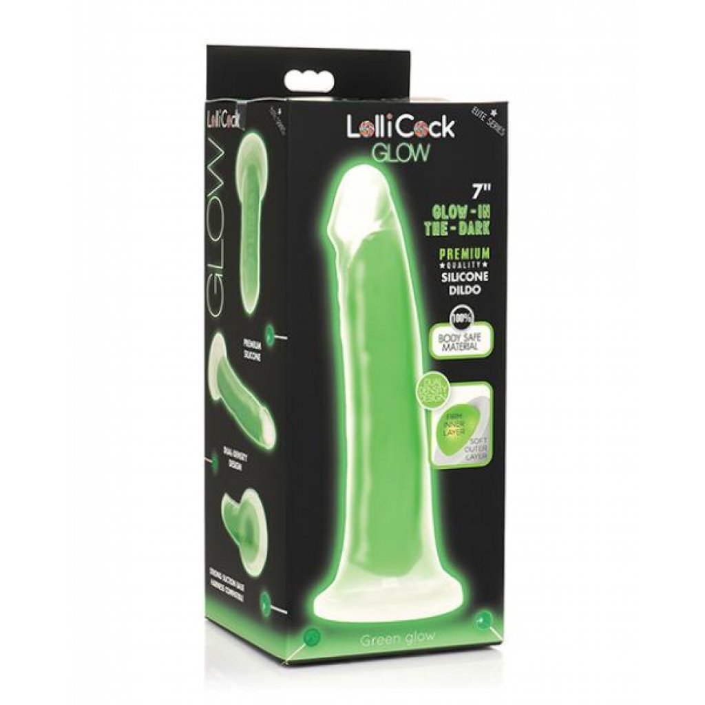 Glow In The Dark 7-Inch Silicone Dildo - Green