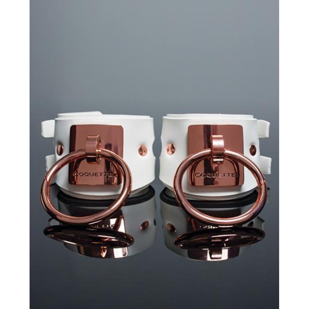 Pleasure Collection Adjustable Handcuffs - White/Rose Gold