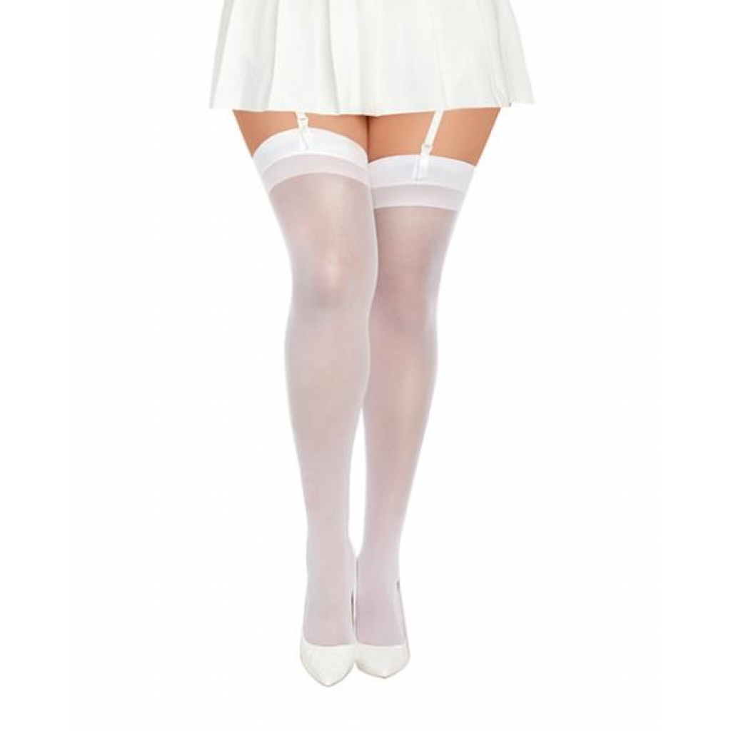 Thigh High Back Seam Stockings - White