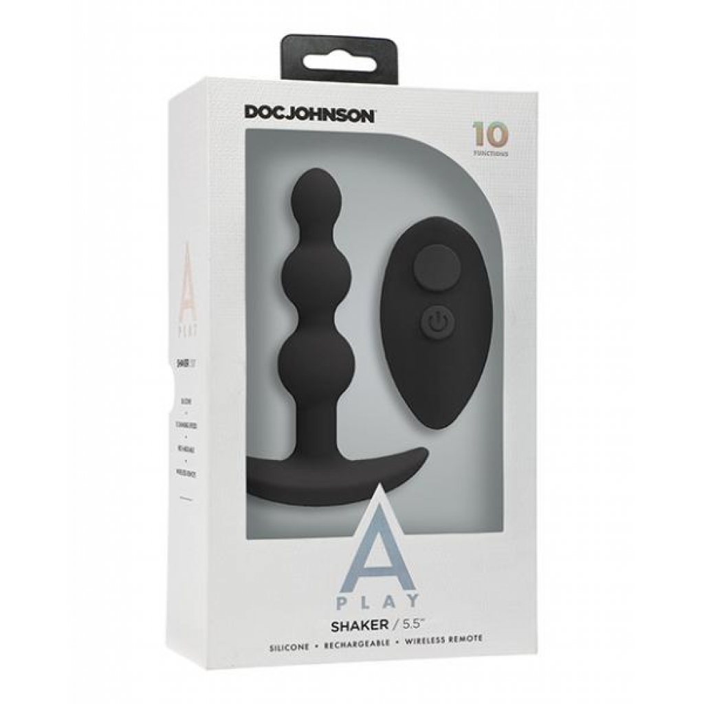 A Play Shaker Rechargeable Silicone Anal Plug - Black