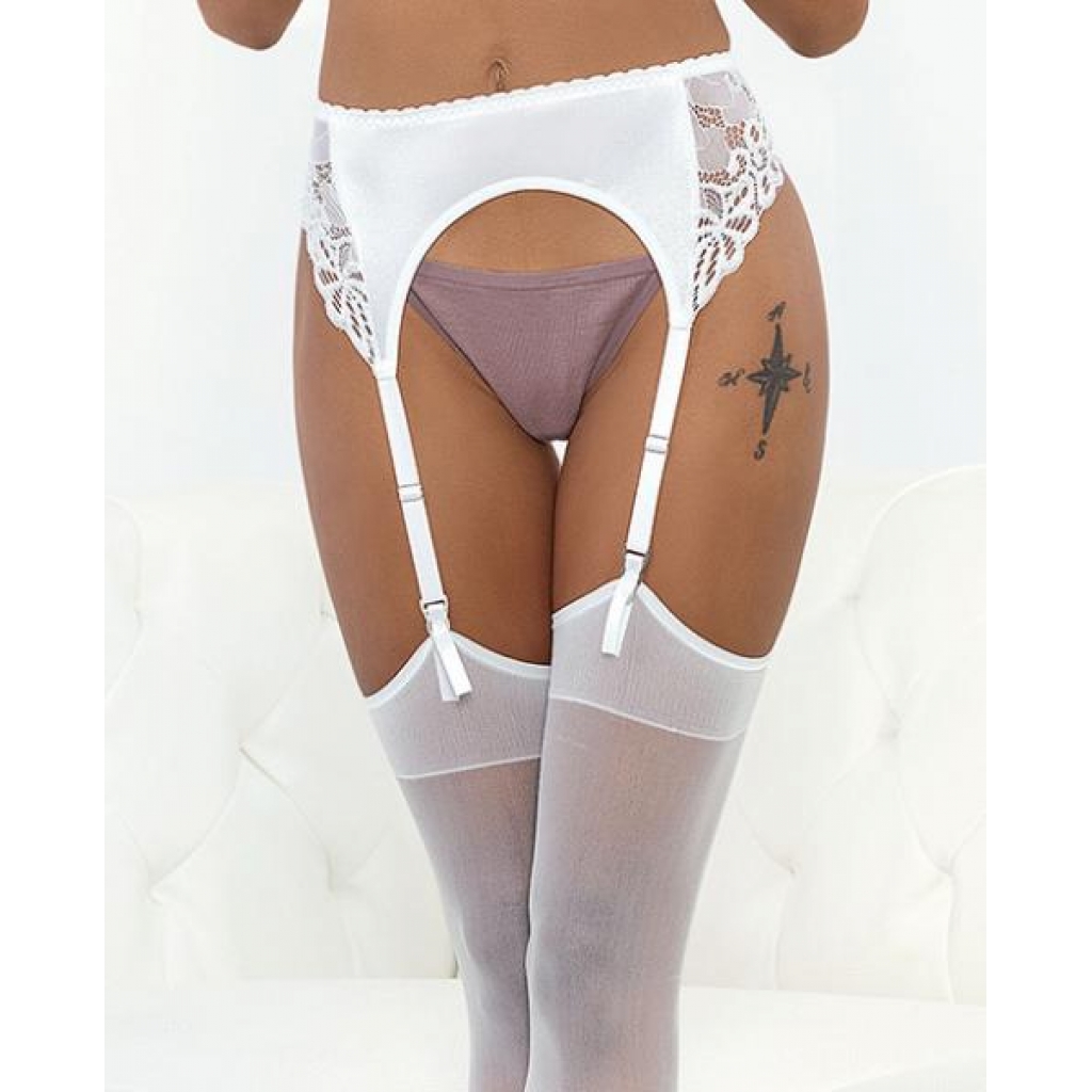 Satin & Lace Garterbelt - White