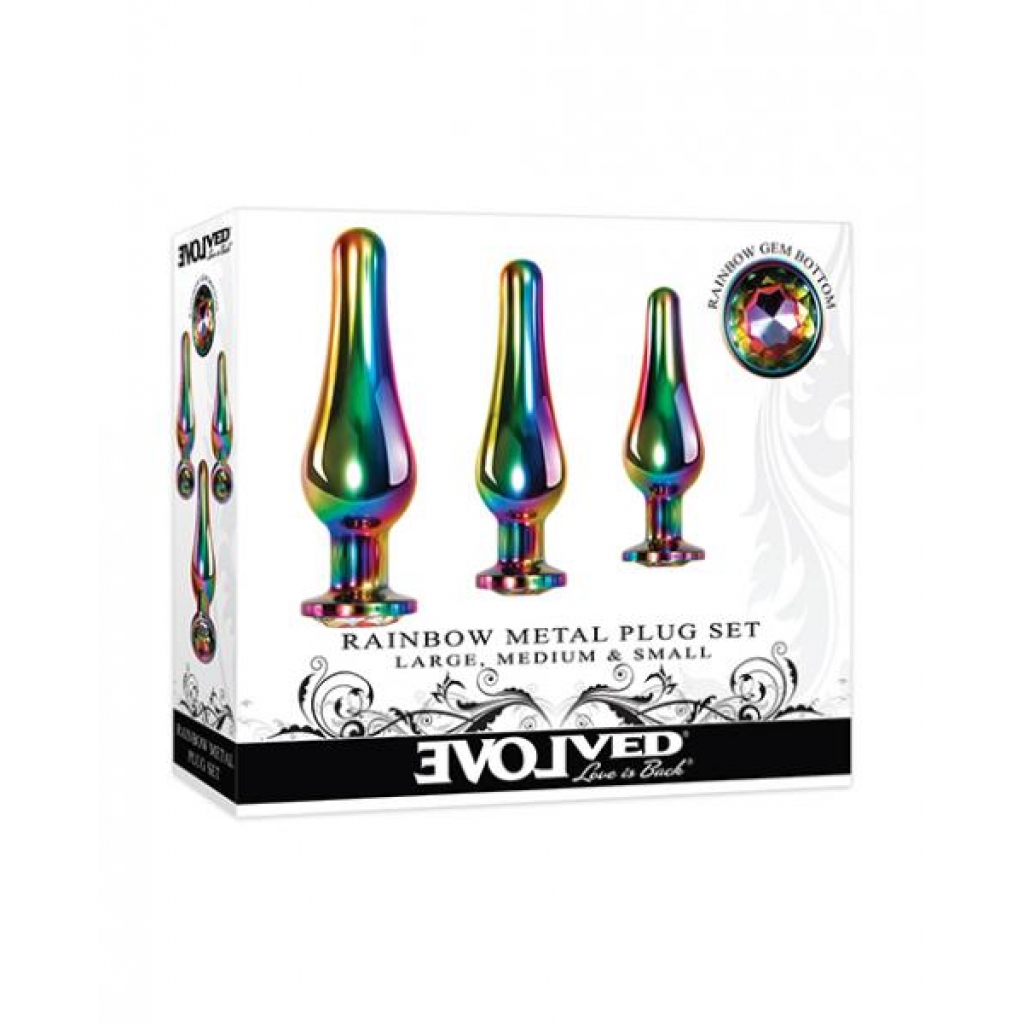 Evolved Rainbow Metal Plug Set - Anal Play