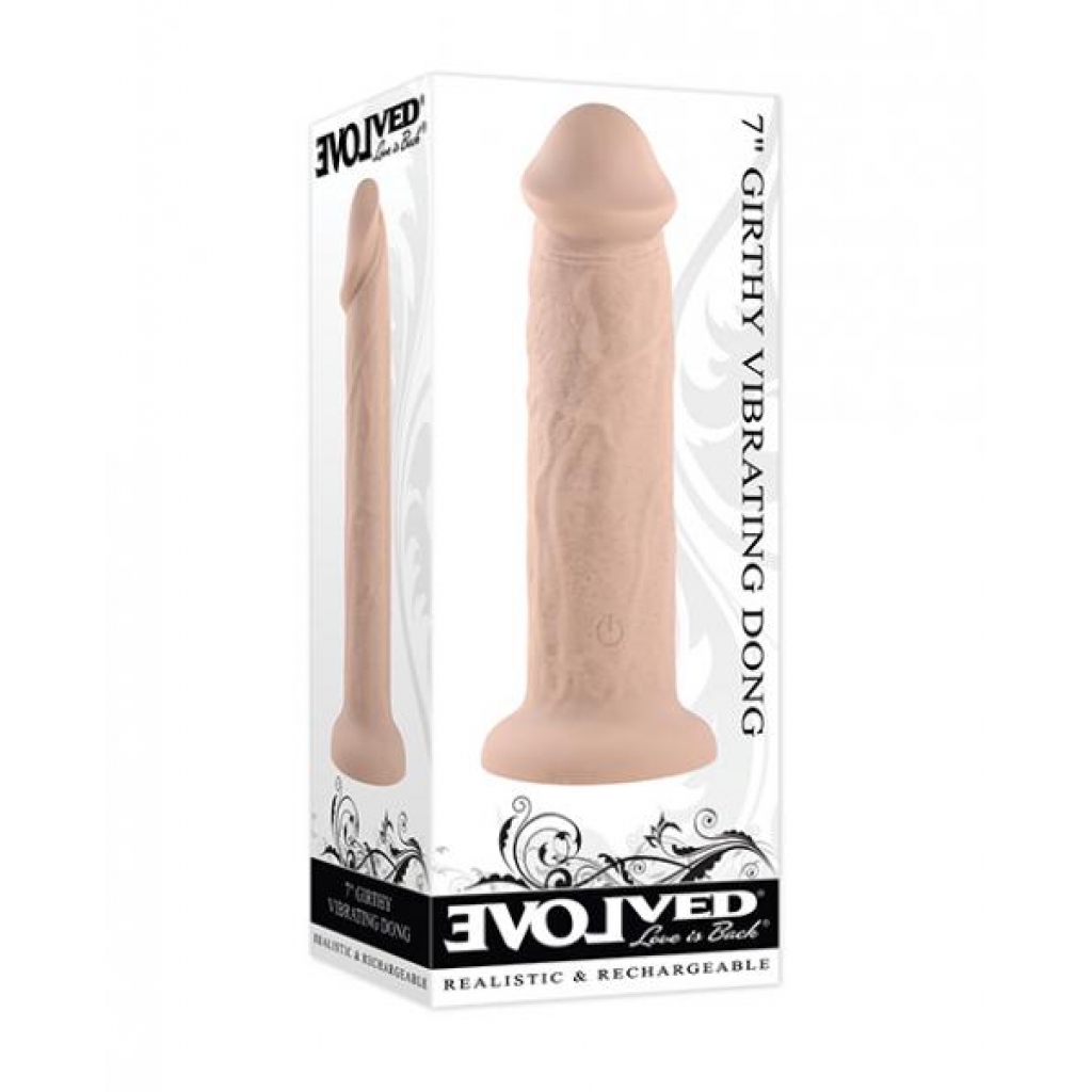 Evolved 7-Inch Girthy Vibrating Dong - Light White