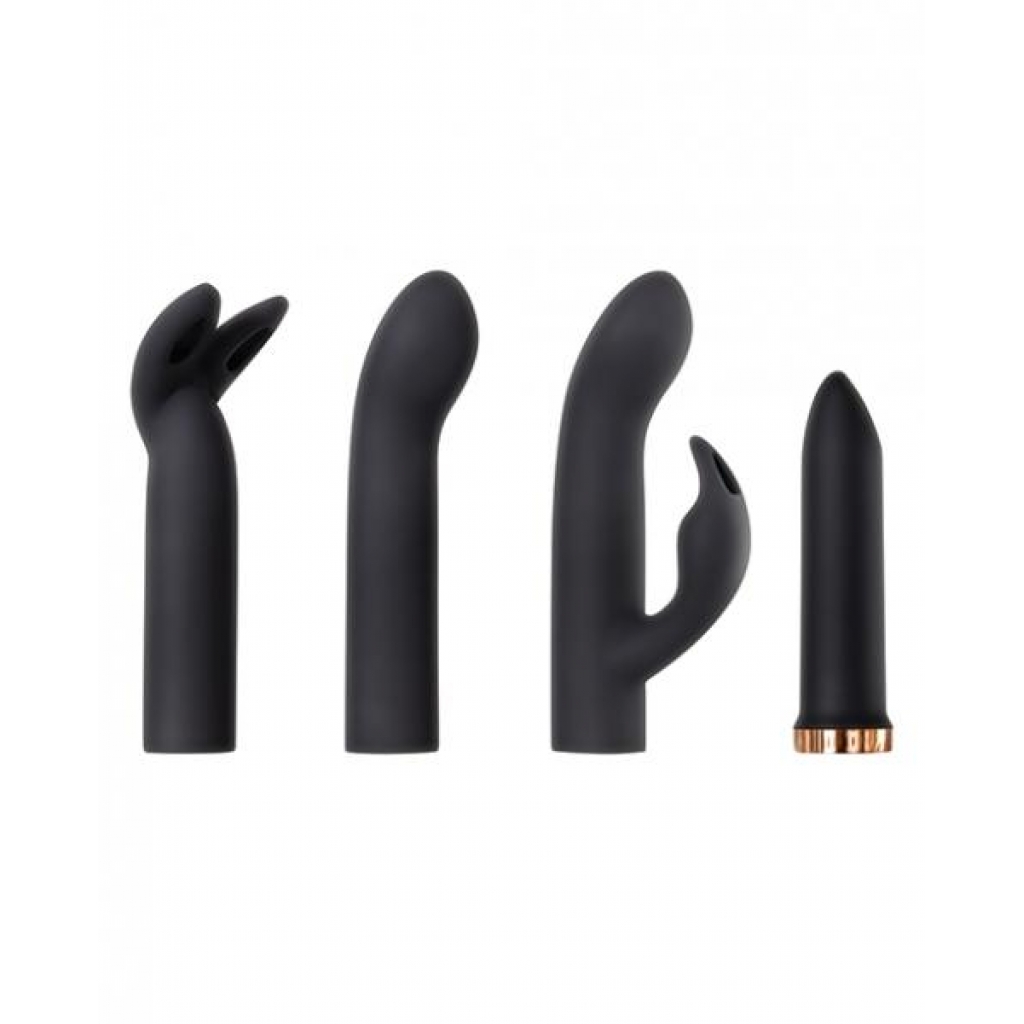 Four Play Set - Black Bullet Vibrator with 3 Sleeves