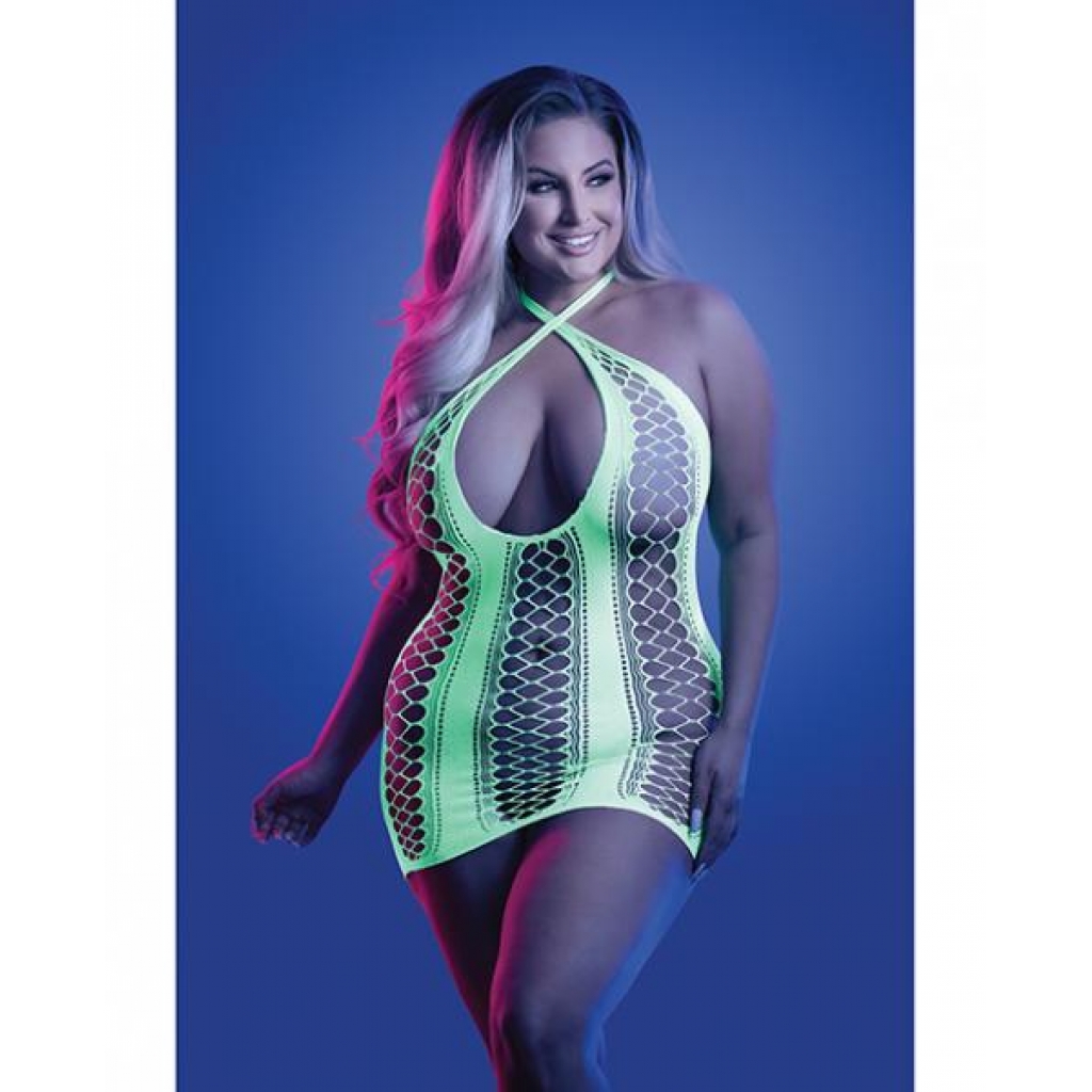 Glow Synthesize UV Reactive Seamless Halter Dress