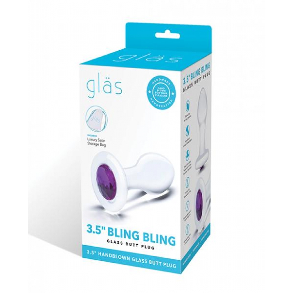 3.5 inch Bling Bling Glass Butt Plug - Clear