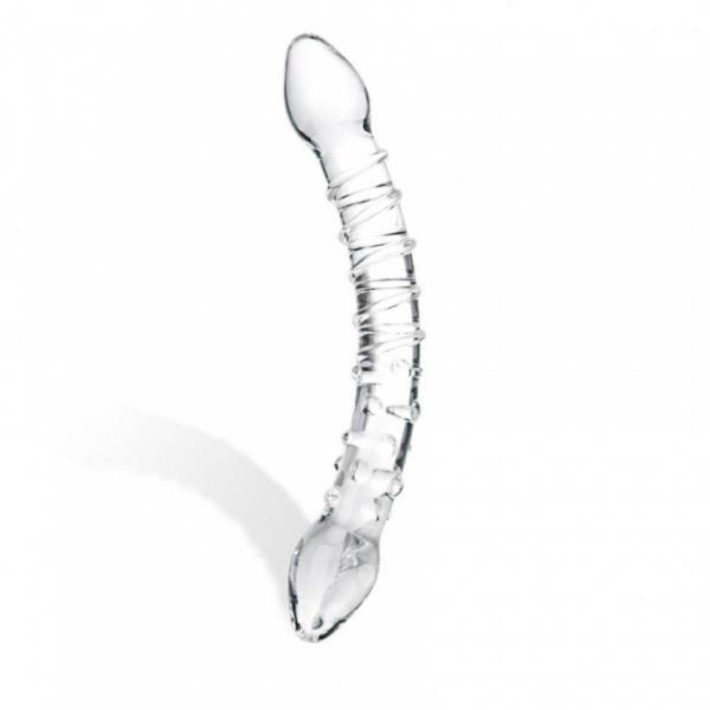 Glas Double Trouble Ribbed Glass Dildo for Shared Pleasure