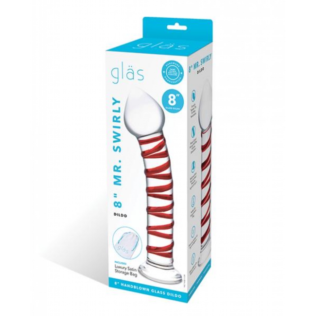 Mr. Swirly Glass Dildo - Red, 8 inches