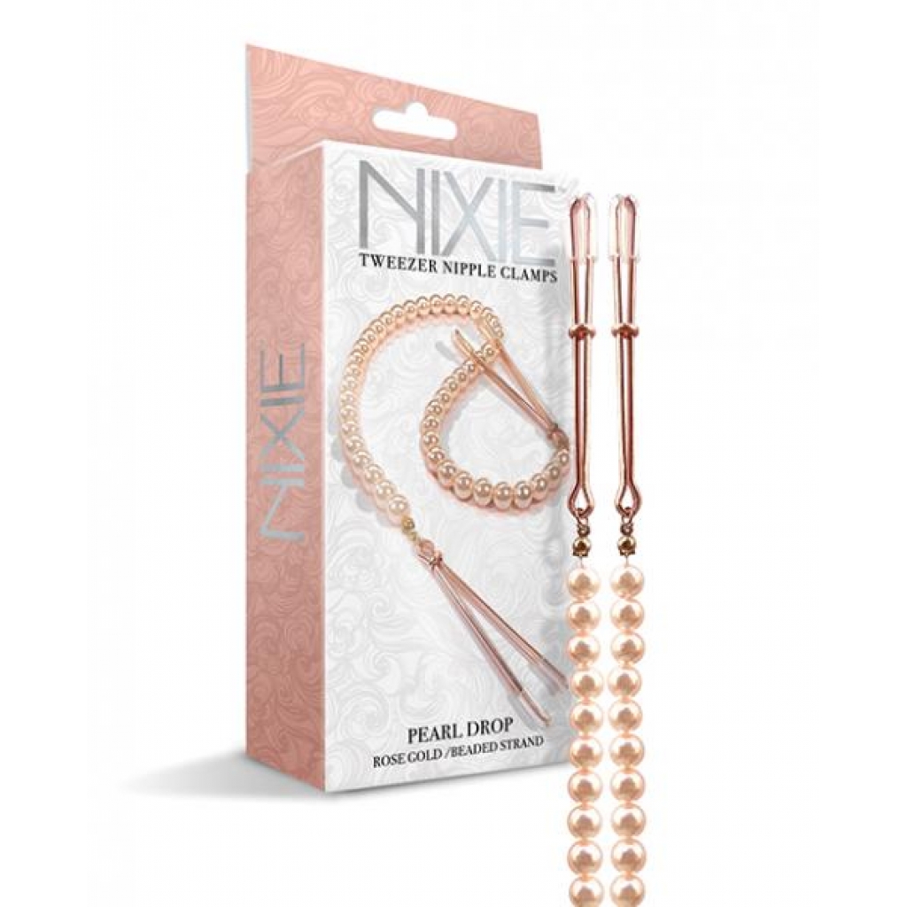 Nixie Pearl Drop Tweezer Nipple Clamps - Rose Gold