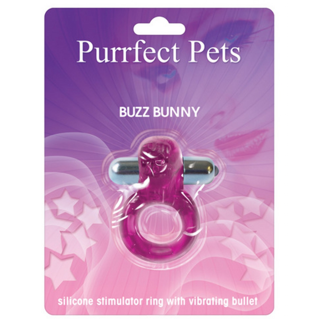 Purrrfect Pet Cockring Clit Stimulator - Bunny - Purple