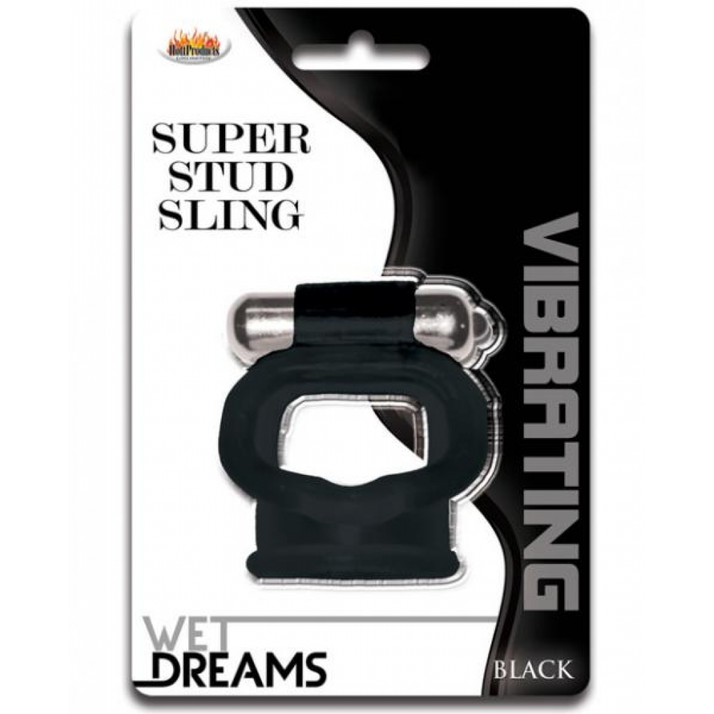 Wet Dreams Super Stud Sling Black Vibrating Ring - Ultimate Pleasure