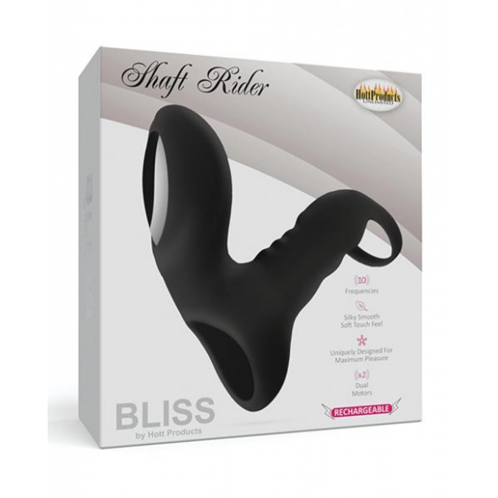 Bliss Shaft Rider Vibrating Cock Ring Sleeve - Black