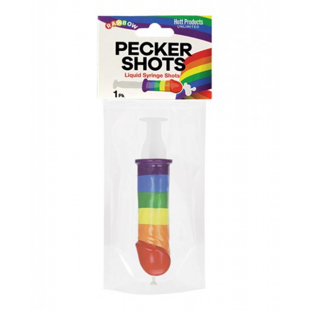 Playful Pecker Shot Syringe - Vibrant Rainbow Design