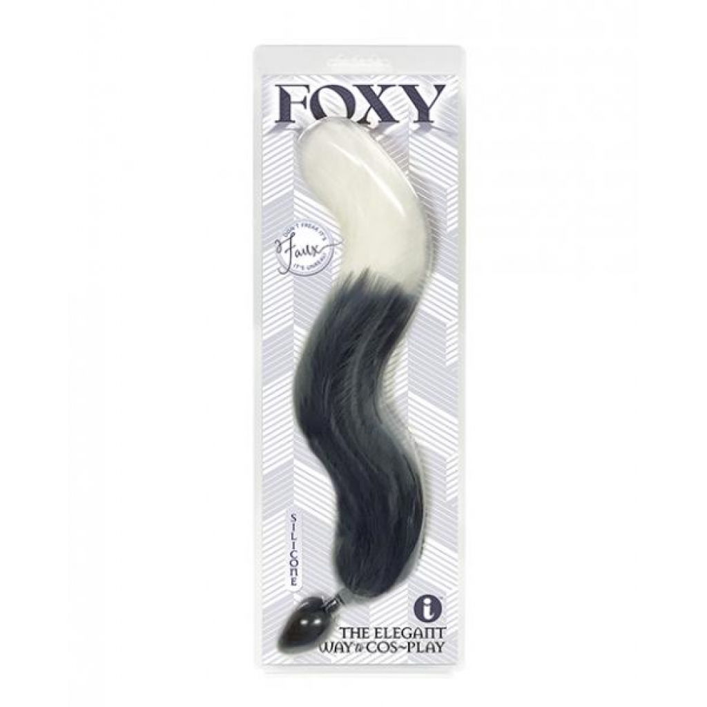 Foxy Fox Tail Silicone Butt Plug - Silver White