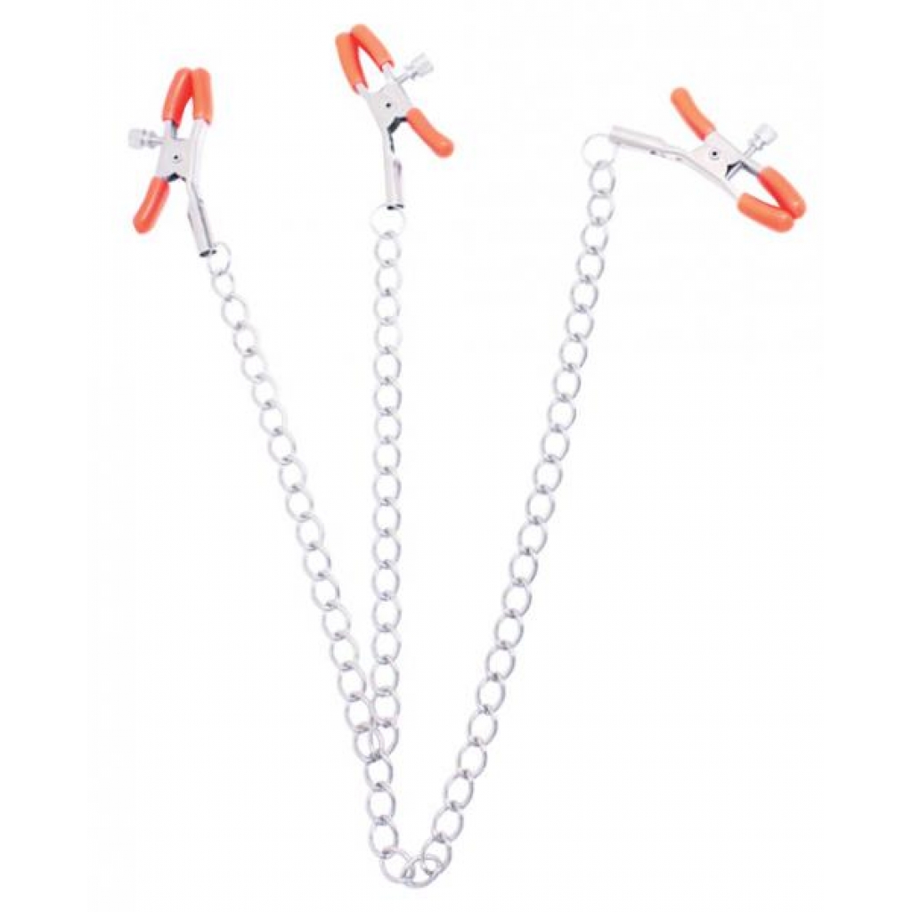 Triple Your Pleasure Nipple & Clitoral Clamps with Chain