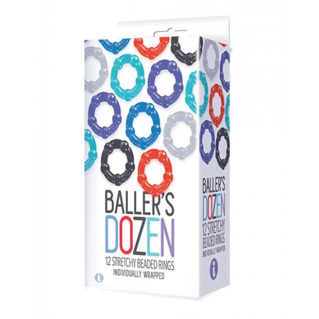 Baller's Dozen Beaded Cockring Set - 12pc