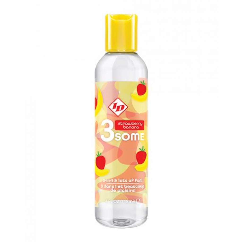 Id 3some 3 In 1 Lubricant - Strawberry Banana - 4 Oz